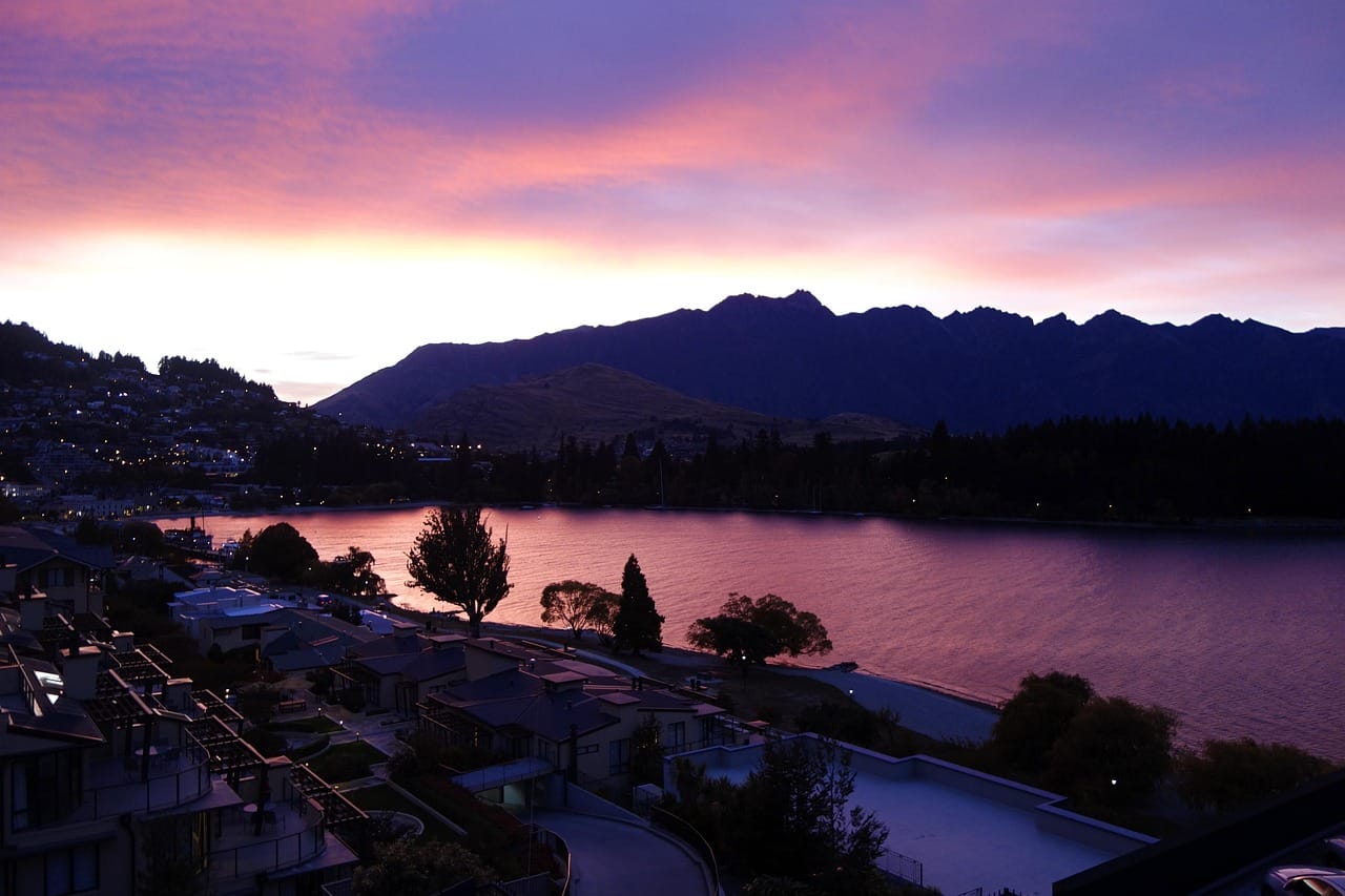 The lake and the Remarkables from above Queenstown.